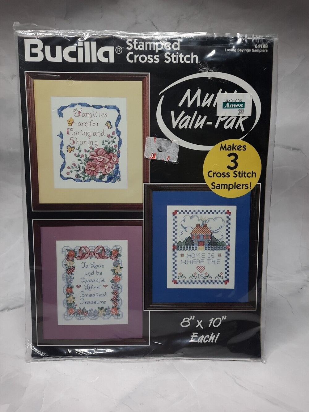 Bucilla Stamped Cross-Stitch Multi Valu Pak 64188 Loving Sayings Samplers 8x10